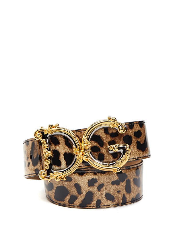 

Женский кожаный ремень с леопардовым узором Dolce&Gabbana