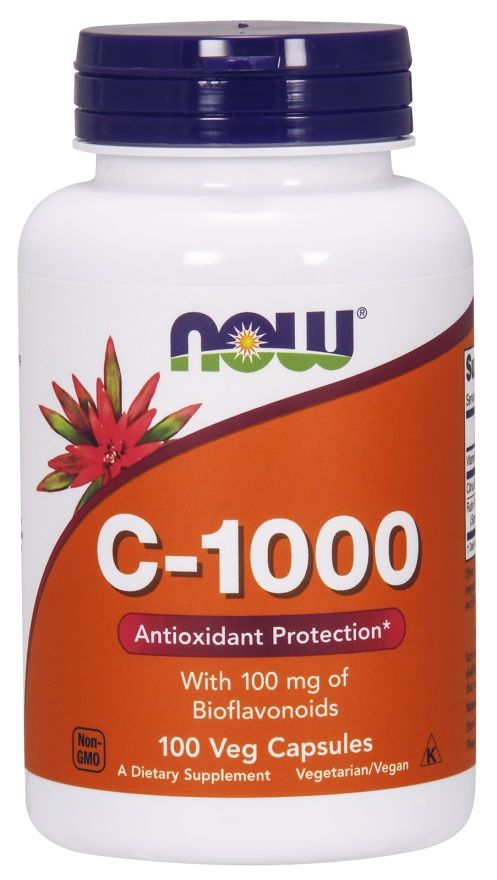 Now Foods Vitamin C-1000 With 100 mg Bioflavonoids витамин С в капсулах, 100 шт. витамин с beauty therapy energy 450 мг в капсулах 30 шт
