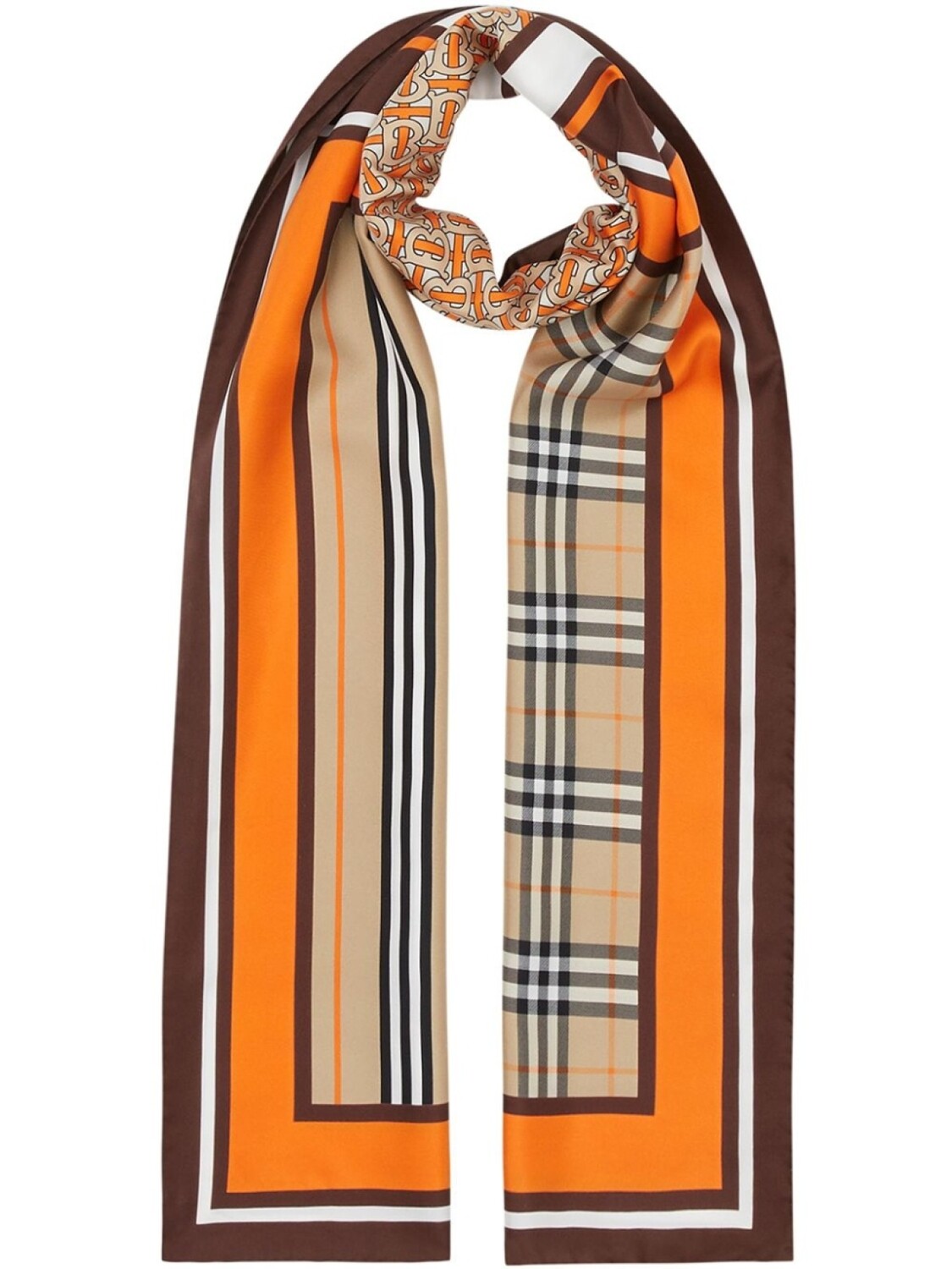 

Платок с монограммой и полосками Icon Stripe Burberry, коричневый
