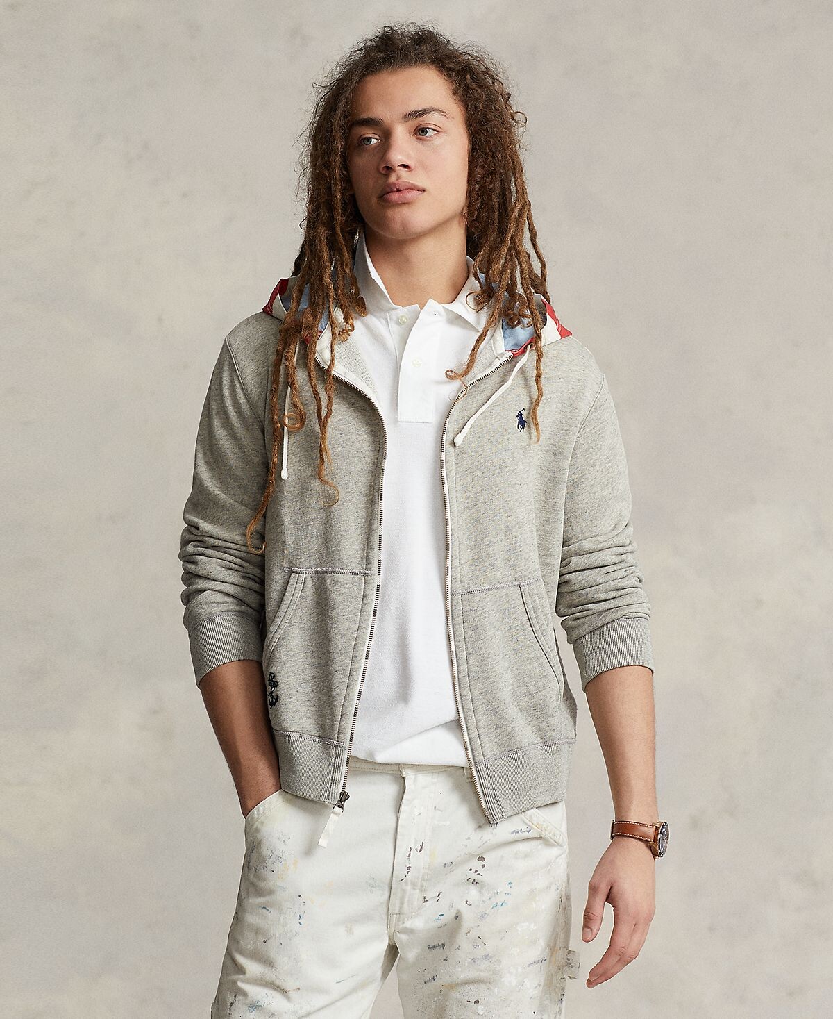 

Мужская флисовая толстовка с молнией во всю длину и флагом Polo Ralph Lauren
