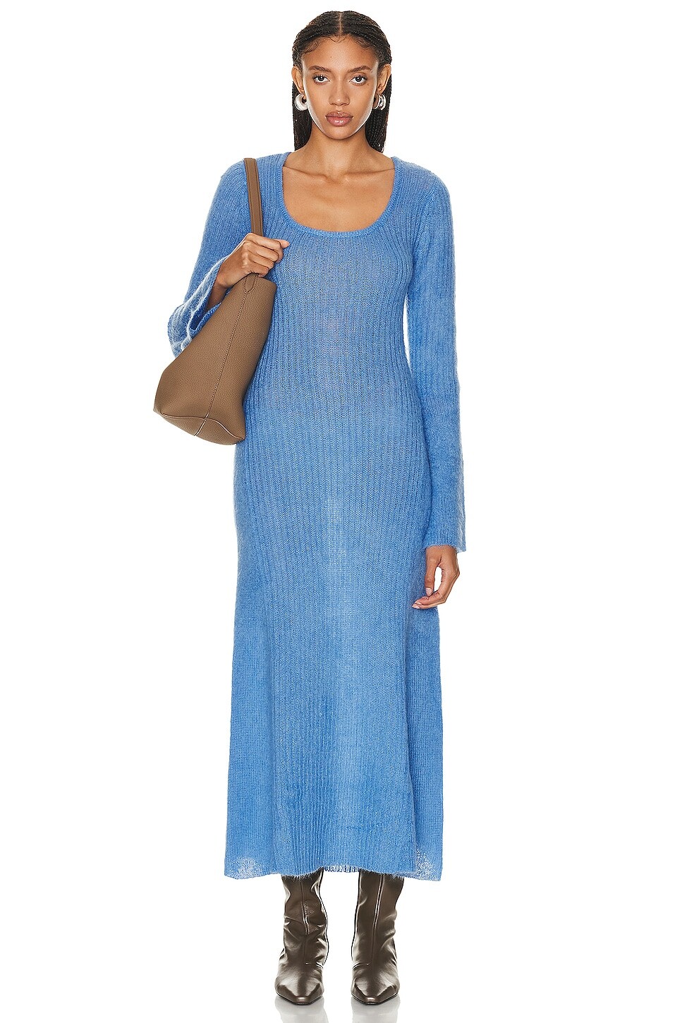 

Платье Ganni Long Sleeve, цвет Silver Lake Blue