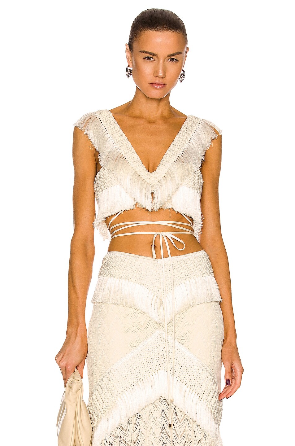 

Топ Patbo Fringe Trim Cropped, цвет Bone
