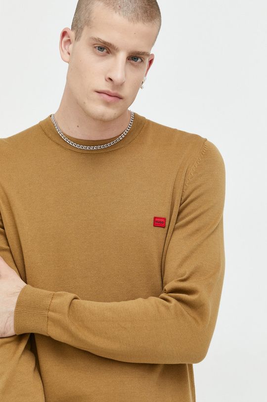 Хлопковый свитер Hugo, коричневый