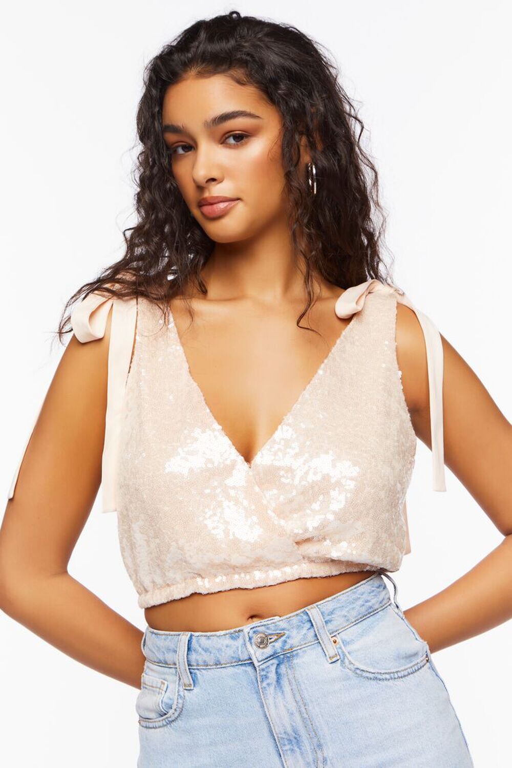 

Укороченный топ с завязками и пайетками Forever 21, краски