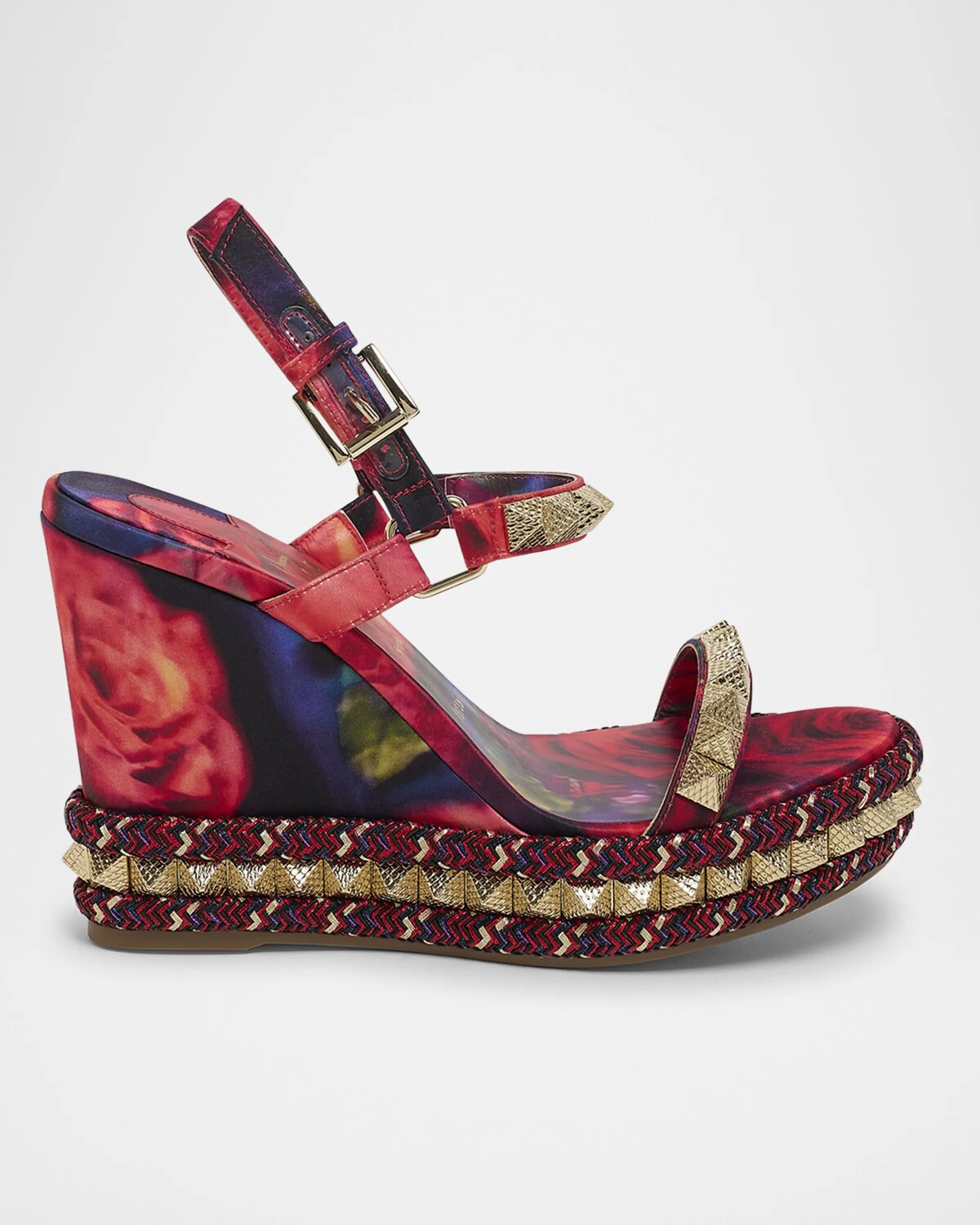 

Сандалии на танкетке Pyraclou Satin Roses Christian Louboutin, мультиколор