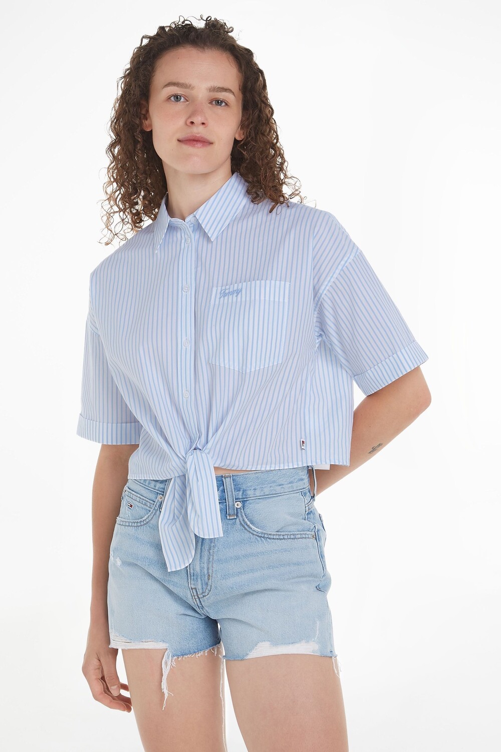 

Рубашка в полоску с узлом Tommy Jeans, синий