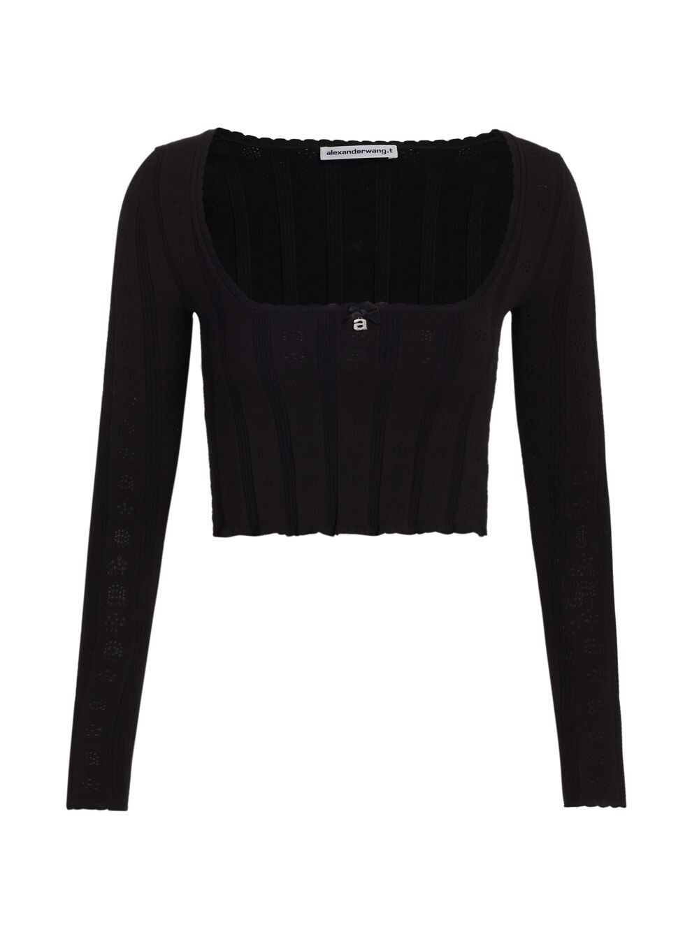 

Укороченный топ Pointelle с квадратным вырезом alexanderwang.t, черный