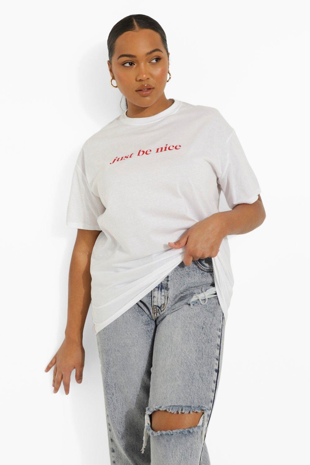 

Футболка с графикой plus be nice Boohoo, белый