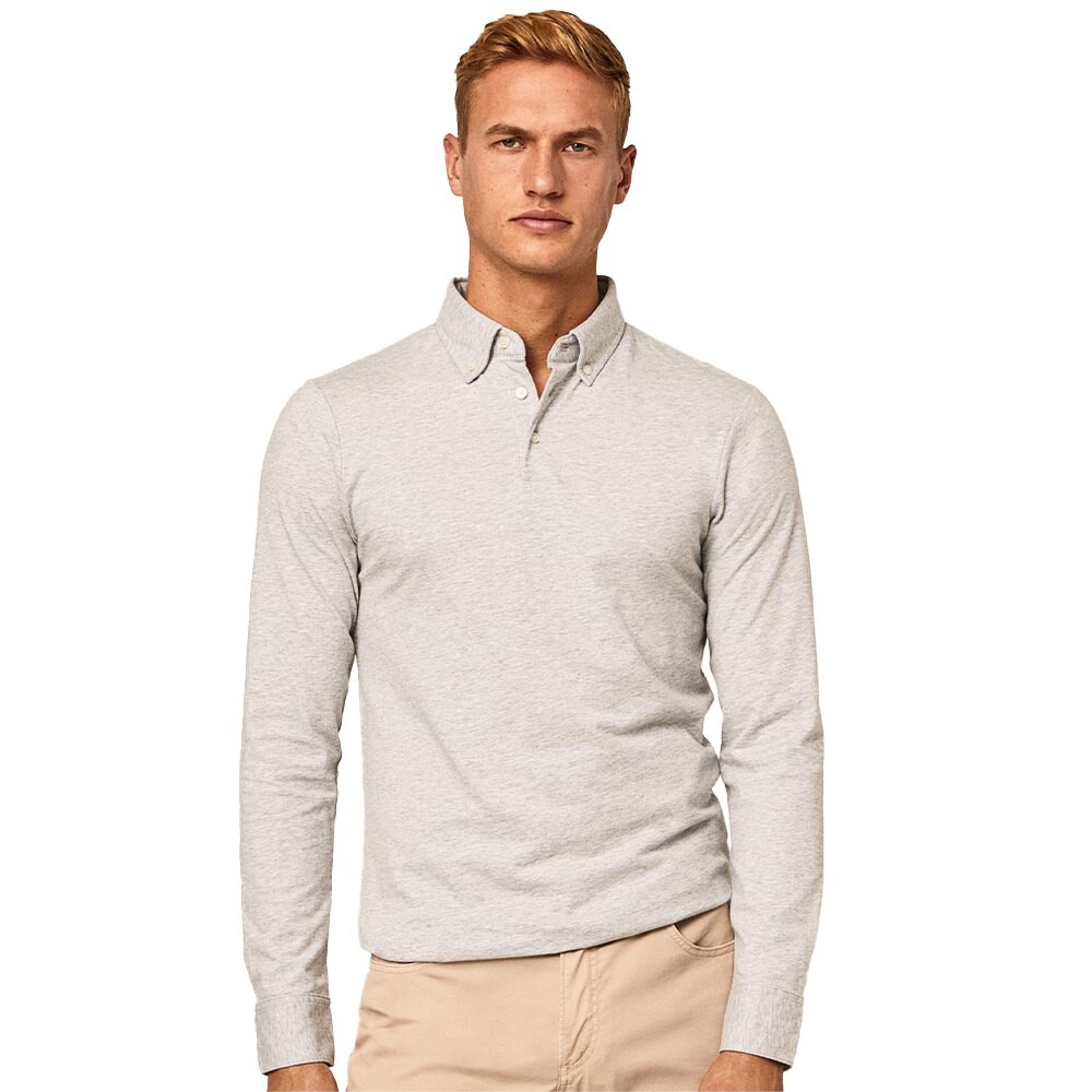 

Поло с длинным рукавом Hackett Kent Color, серый