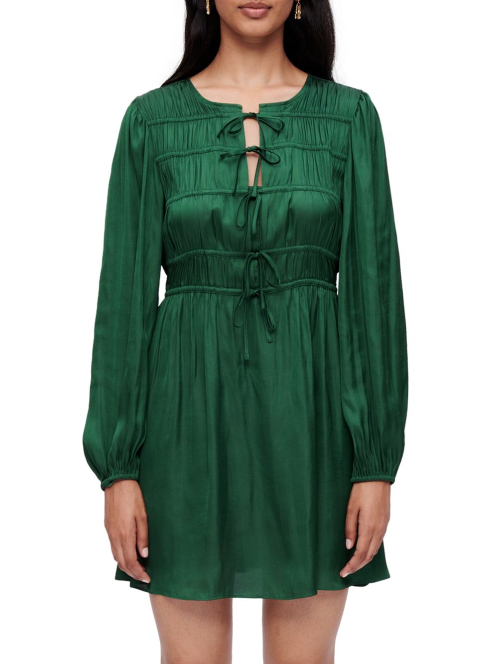 Атласное платье с оборками Maje, зеленый