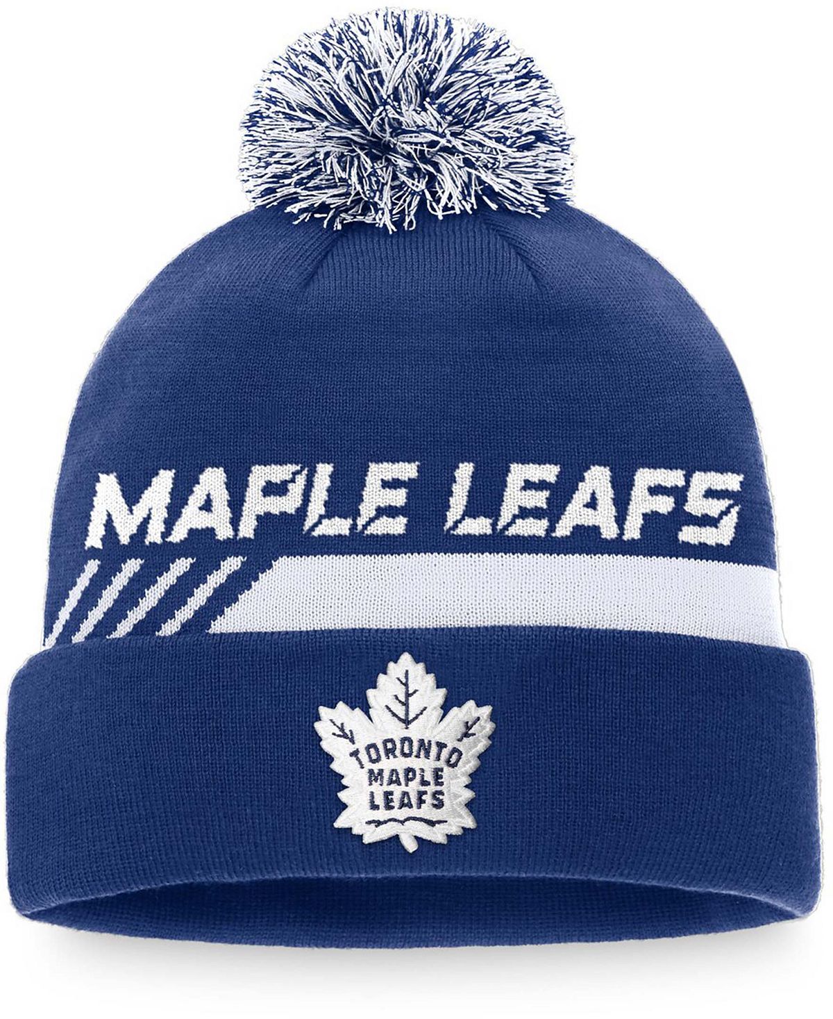 

Фирменная мужская вязаная шапка Fanatics Toronto Maple Leafs Authentic Pro Team для раздевалки с манжетами и помпоном Lids