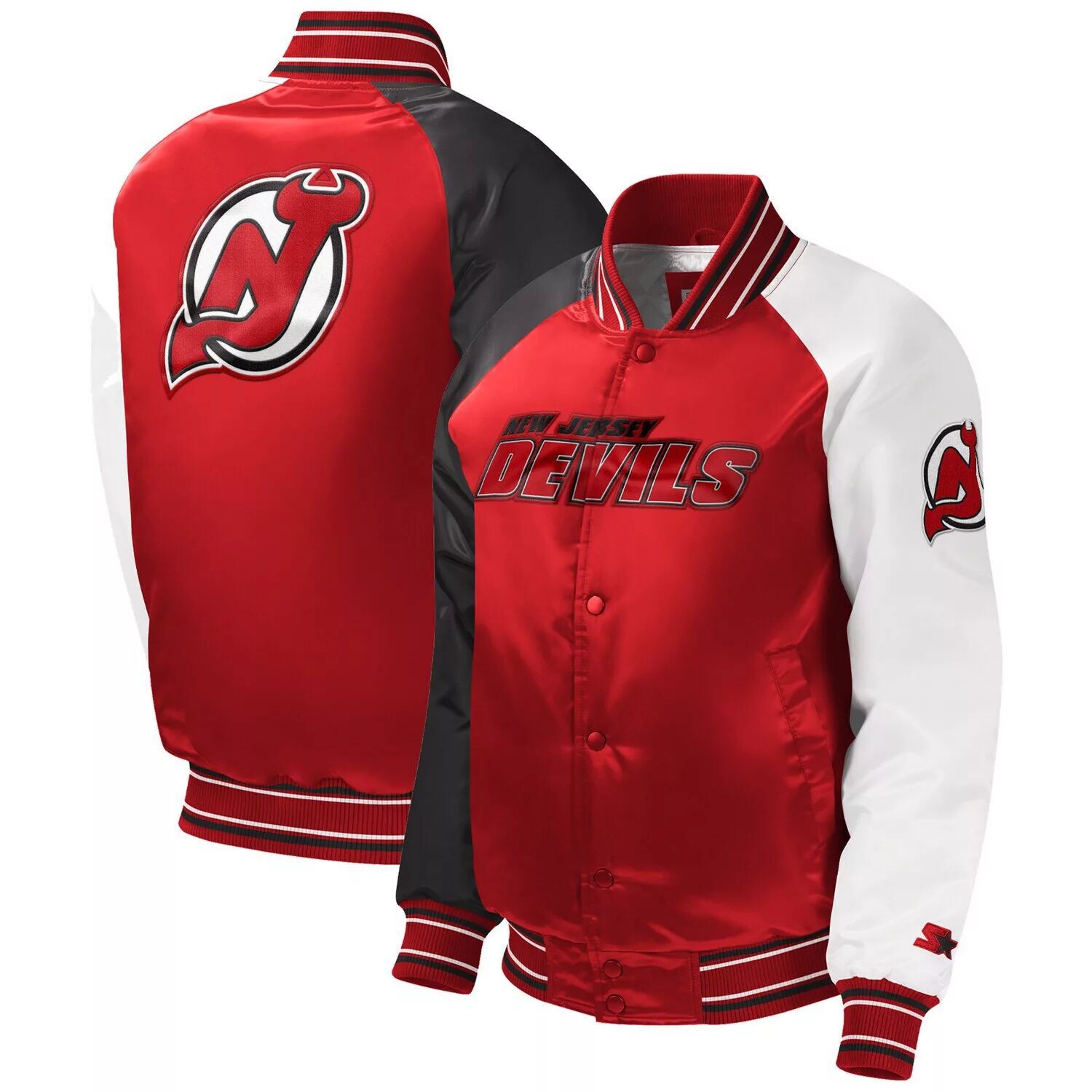 Красная университетская куртка с длинными кнопками реглан Youth Starter New Jersey Devils Starter мужская белая атласная университетская куртка с длинными кнопками new york yankeess power forward starter