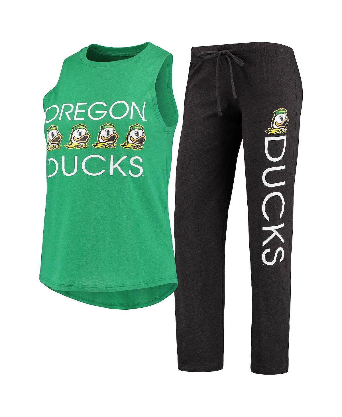 

Женский комплект для сна из майки и брюк зелено-черного цвета Oregon Ducks Team Concepts Sport