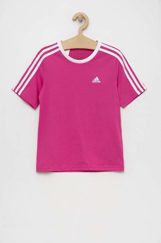 Детская хлопковая футболка adidas G 3S BF, розовый
