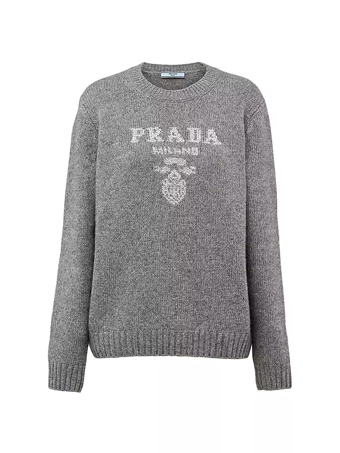 

Свитер с круглым вырезом из шерсти, кашемира и ламе Prada, серый