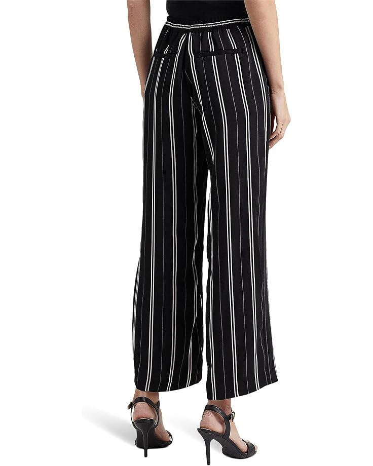 

Брюки LAUREN Ralph Lauren Striped Satin Ankle Pants, черный/белый