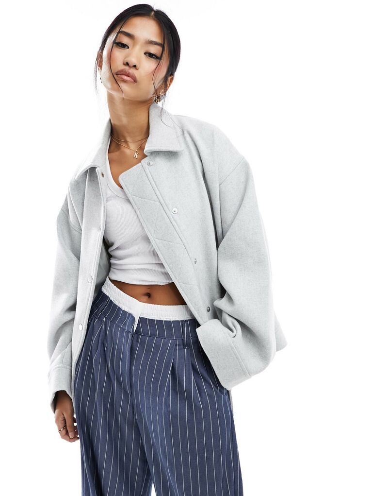 

Серый бомбер из смесовой шерсти ASOS DESIGN