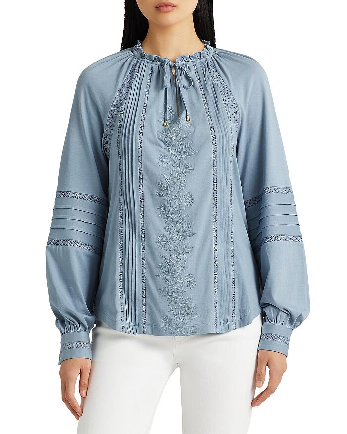 

Топ с вышивкой и завязками на шее Ralph Lauren