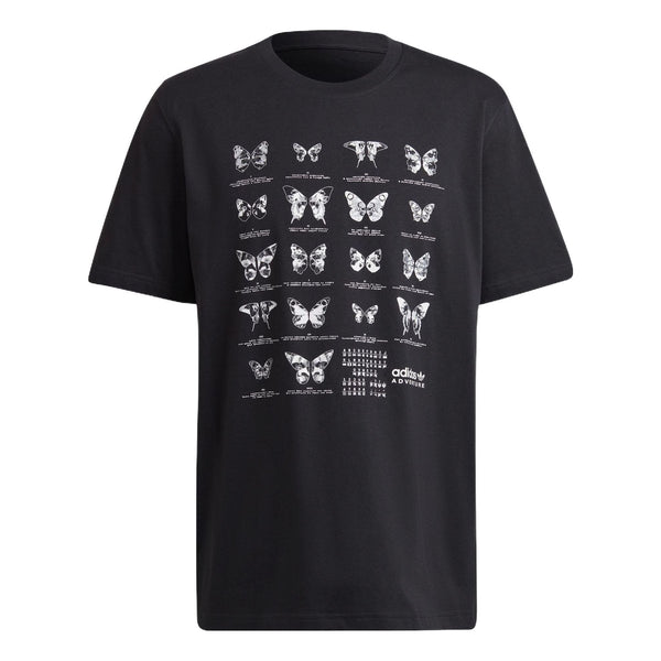 Футболка Men's adidas originals Butterfly Printing Casual Sports Loose Short Sleeve Black T-Shirt, черный
