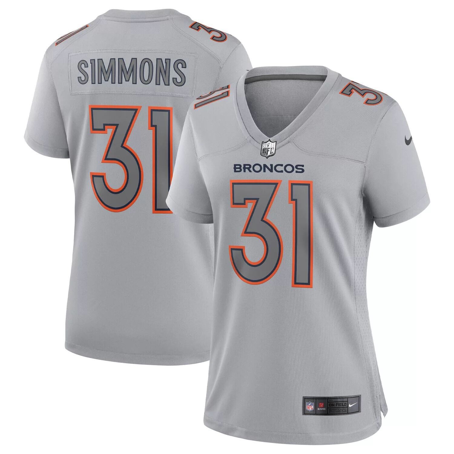 

Женское джерси Nike Justin Simmons Grey Denver Broncos Atmosphere Fashion Game Джерси Nike