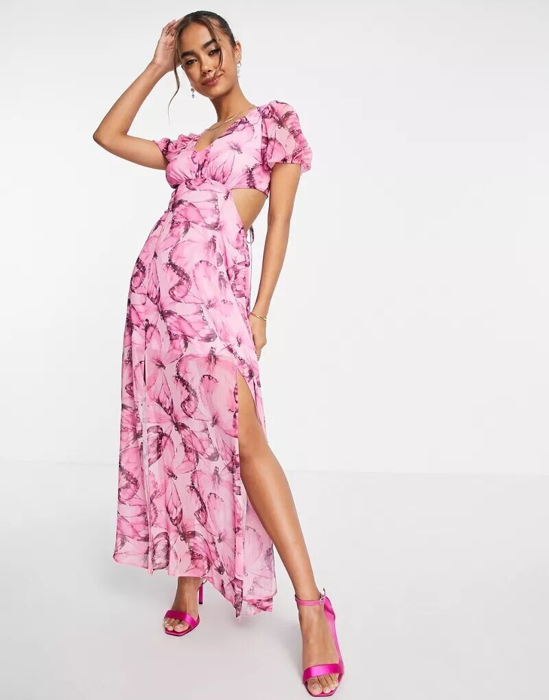 

Шифоновое платье средней длины со шнуровкой на спине Miss Selfridge