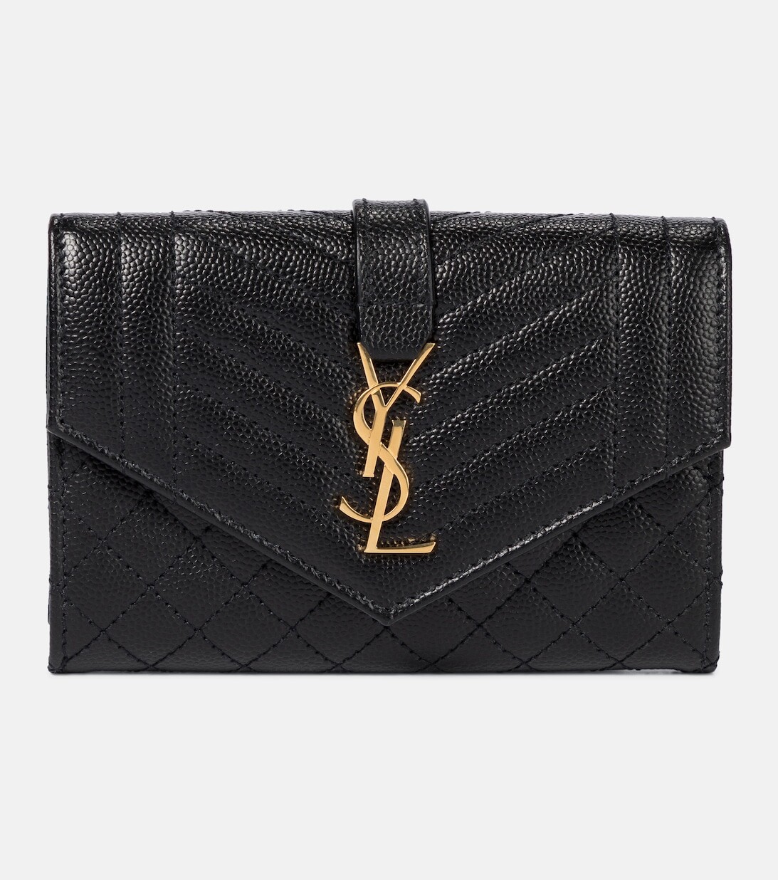 

Маленький кожаный кошелек-конверт Saint Laurent, черный