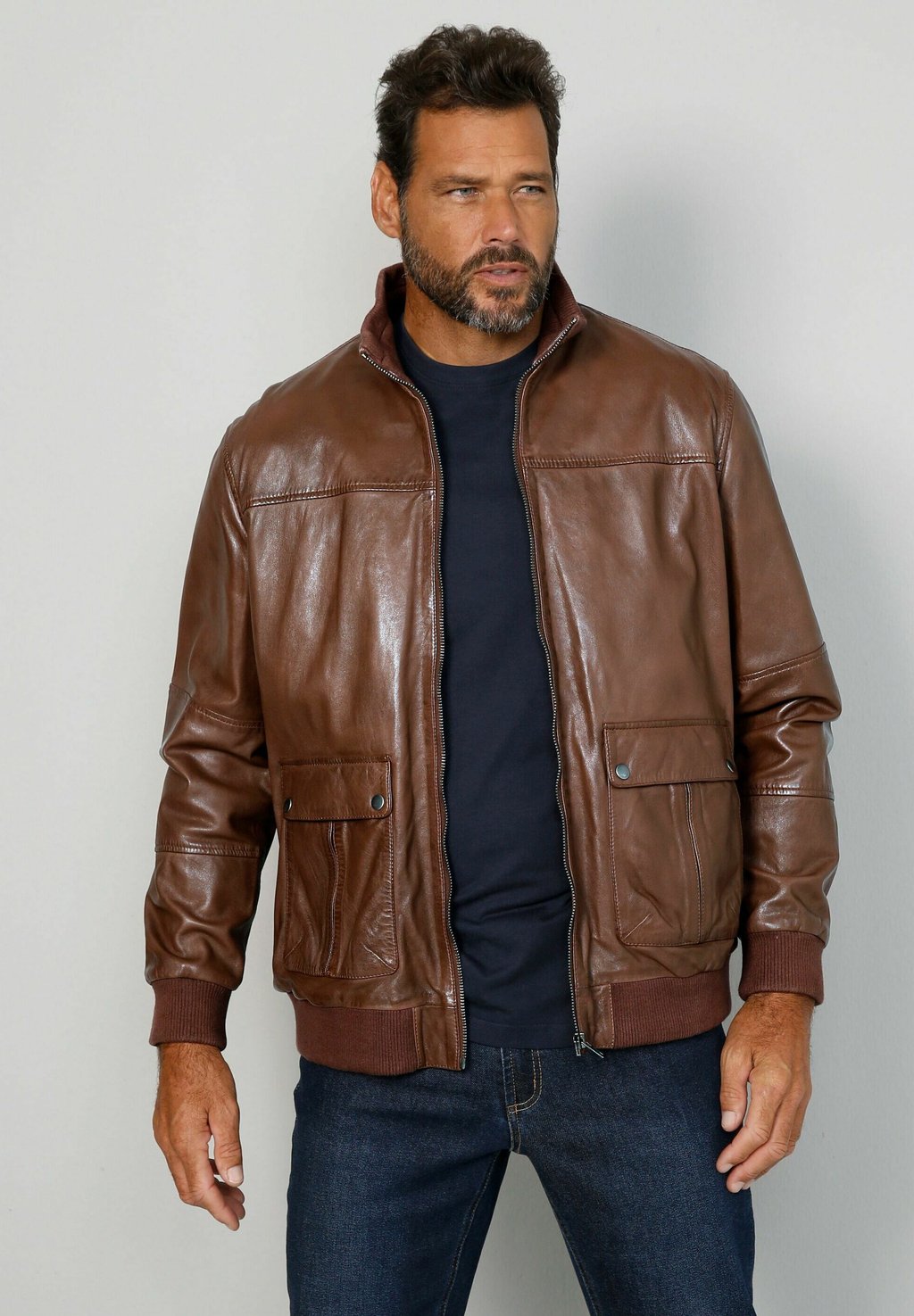 Кожаный пиджак BOSTON PARK, коричневый кожаный пиджак sosandar коричневый