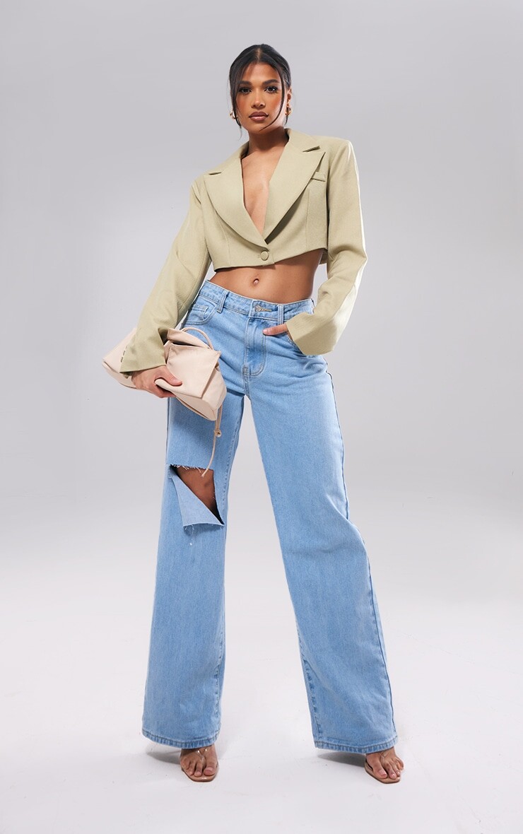 

PrettyLittleThing Зеленый укороченный пиджак с вытачками Sage
