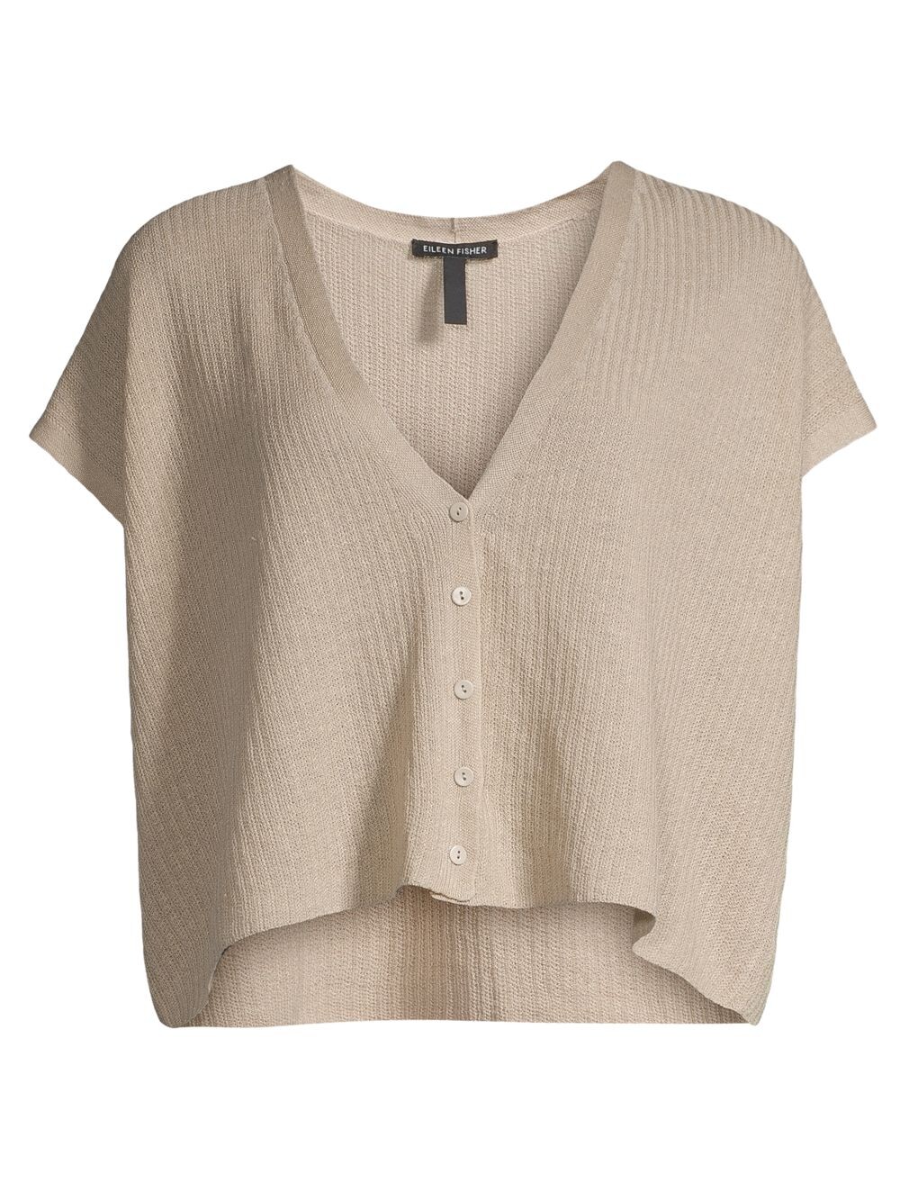 

Кардиган без рукавов с V-образным вырезом Eileen Fisher, бежевый