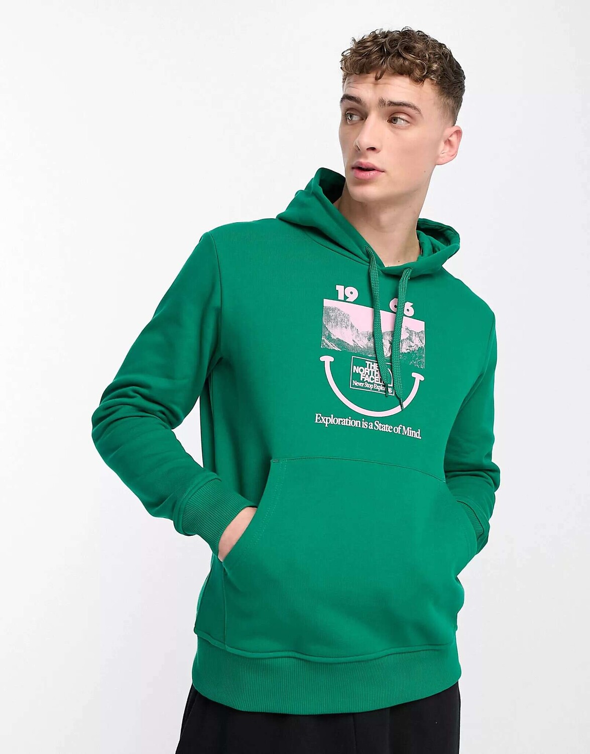 

Зеленая толстовка оверсайз с принтом The North Face 1966 Smile Face, Зеленый