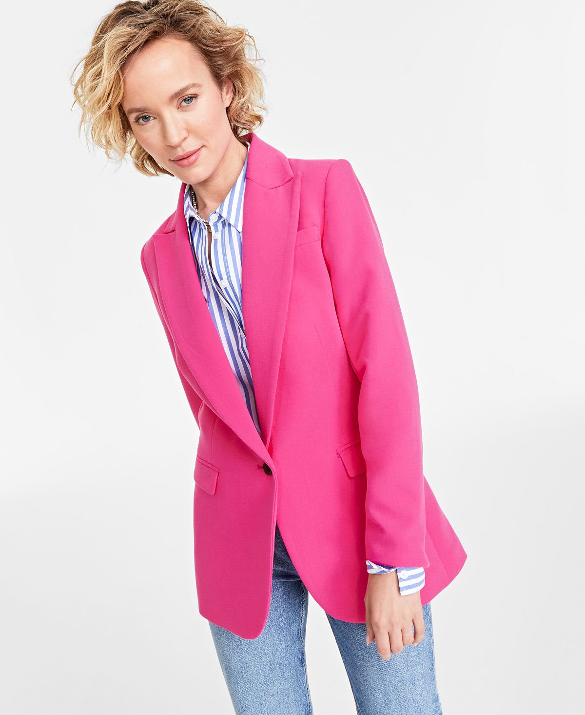 Женский однотонный пиджак-бойфренд на одной пуговице On 34th однотонный пиджак на одной пуговице tommy hilfiger цвет rosette
