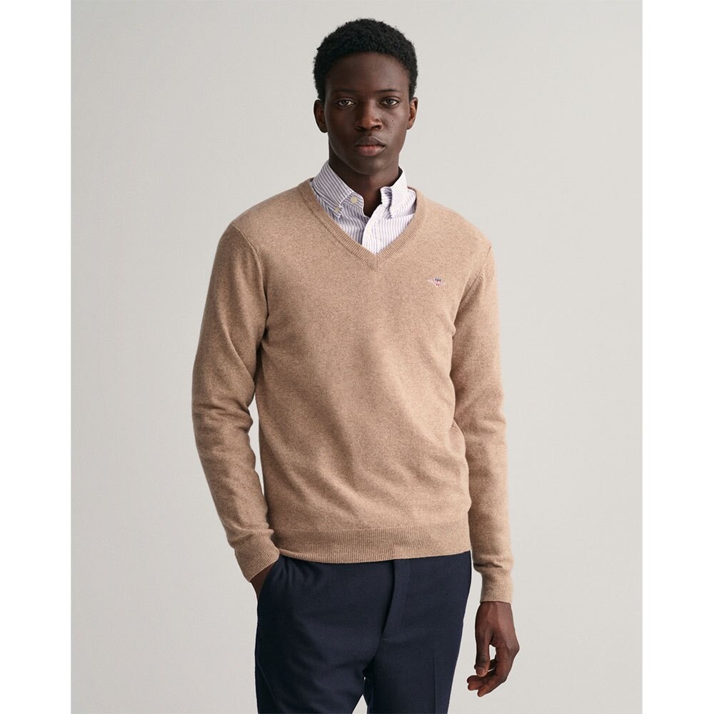 

Свитер Gant Superfine Lambswool V Neck, бежевый