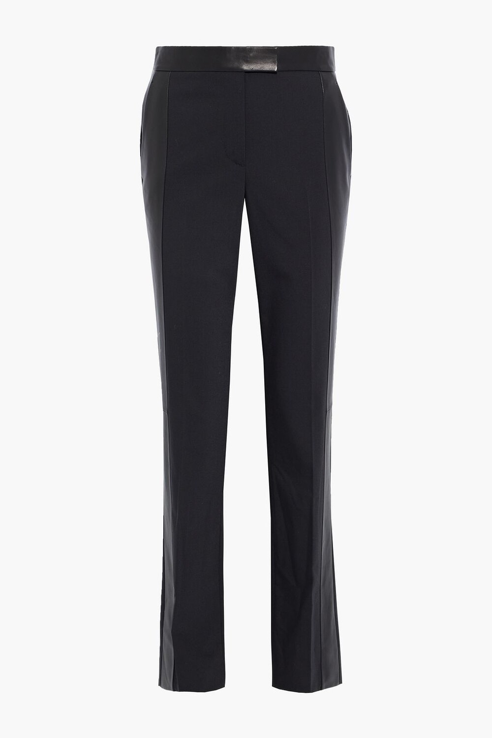 

Прямые брюки из смесовой шерсти с кожаными вставками HELMUT LANG, черный