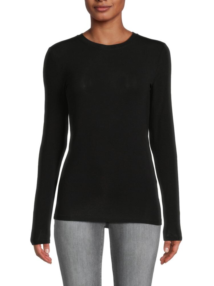 

Однотонный топ с длинными рукавами Bcbgmaxazria, черный