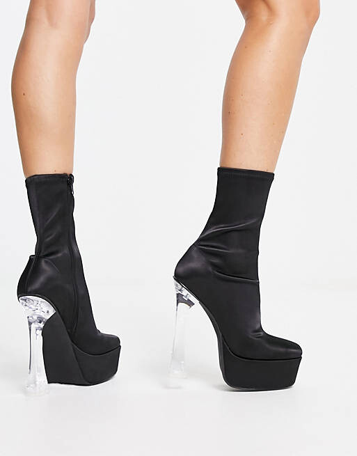 

Черные ботинки на платформе с прозрачным каблуком ASOS DESIGN Evidence, Черный