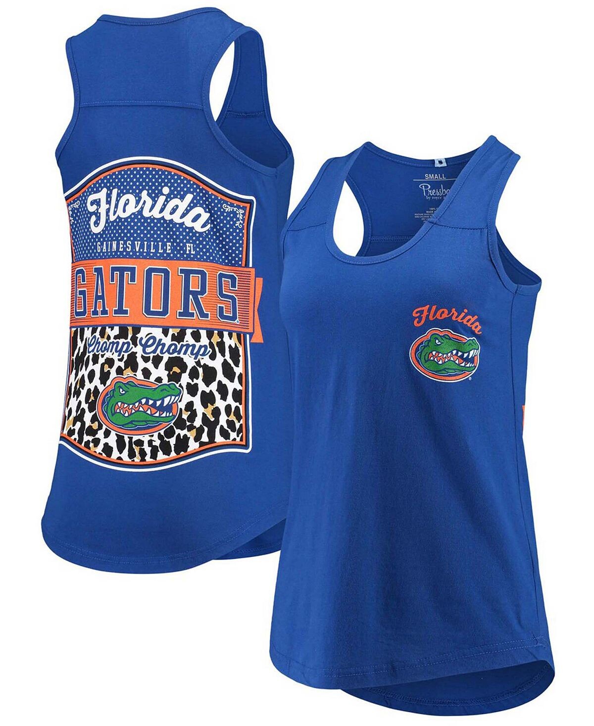 

Женская майка Royal Florida Gators Sanders с животным принтом Pressbox