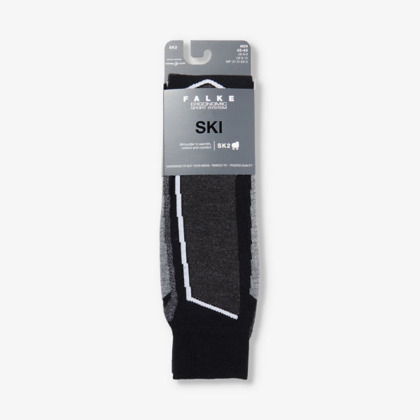 Трикотажные носки до колена с абстрактным узором SK2 из смесовой шерсти Falke Ergonomic Sport System, черный