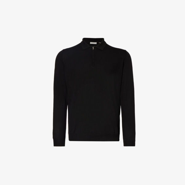 

Рубашка-поло классической вязки тонкой вязки из смесовой ткани с фирменной бляшкой Ikks, цвет noir