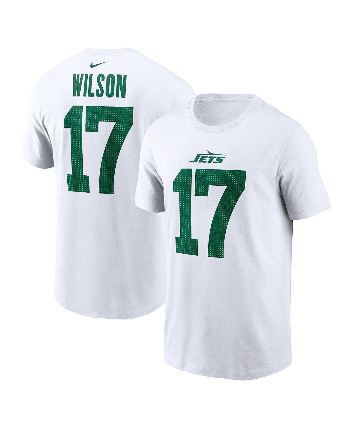 

Мужская белая футболка Garrett Wilson New York Jets Legacy с именем и номером игрока Nike, Белый