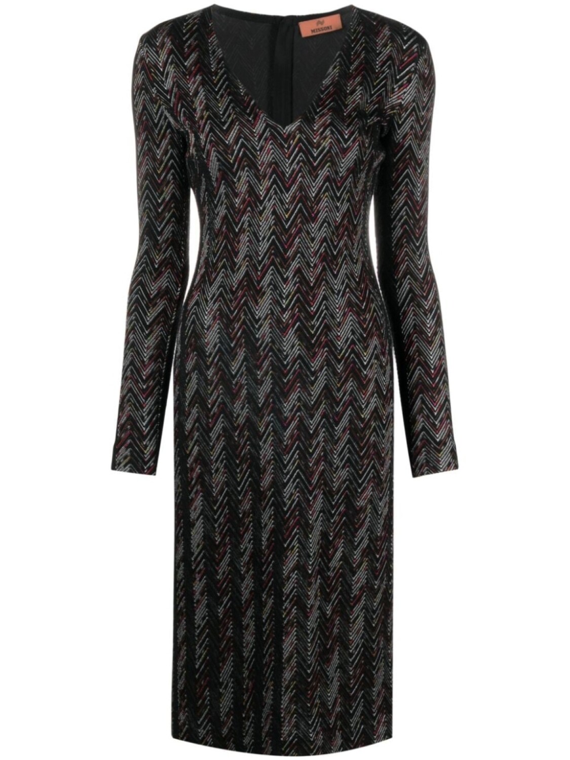 

Missoni платье миди с V-образным вырезом и узором в елочку, черный