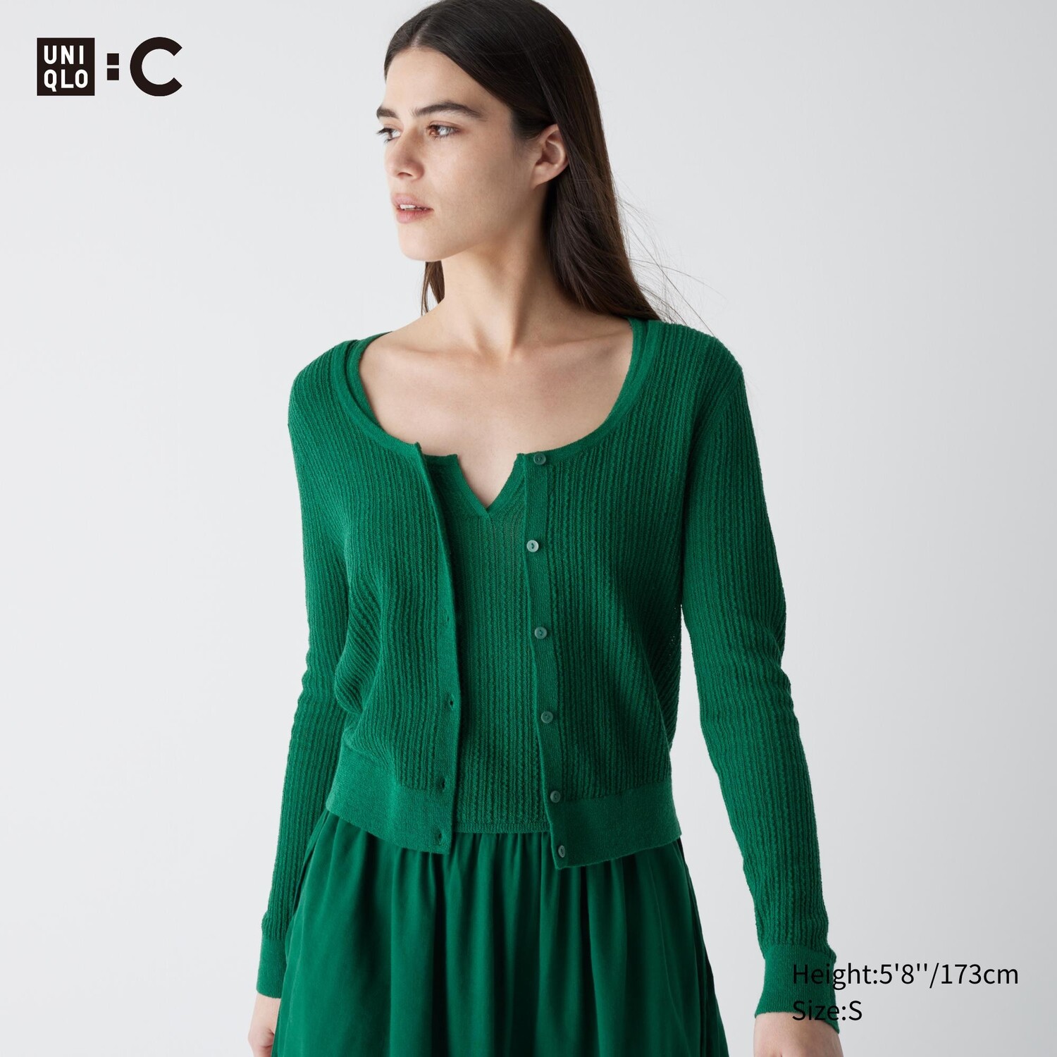 Короткий кардиган UNIQLO, зеленый кардиган uniqlo supima cotton cropped зеленый