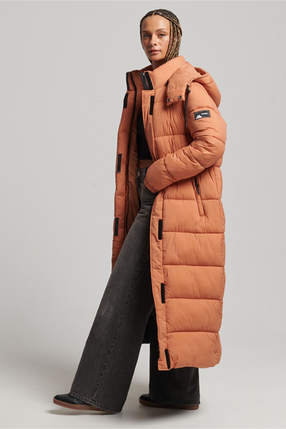 

Пуховик длинного кроя Superdry, коричневый