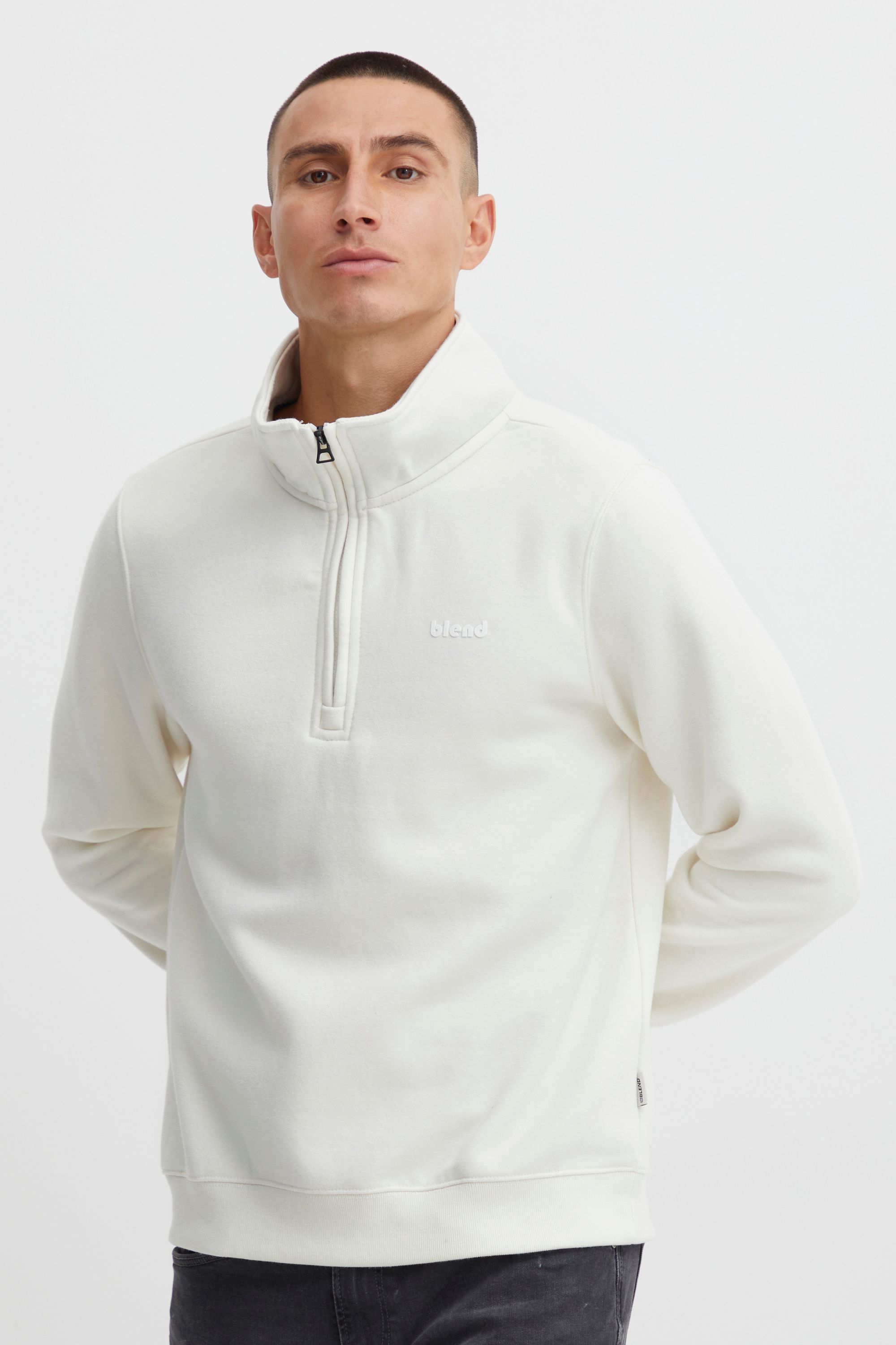 Пуловер BLEND Troyer Halfzip sweatshirt 20714493, белый