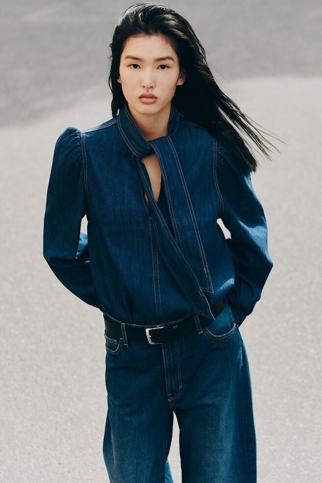 

Джинсовая блузка с завязками H&M, синий