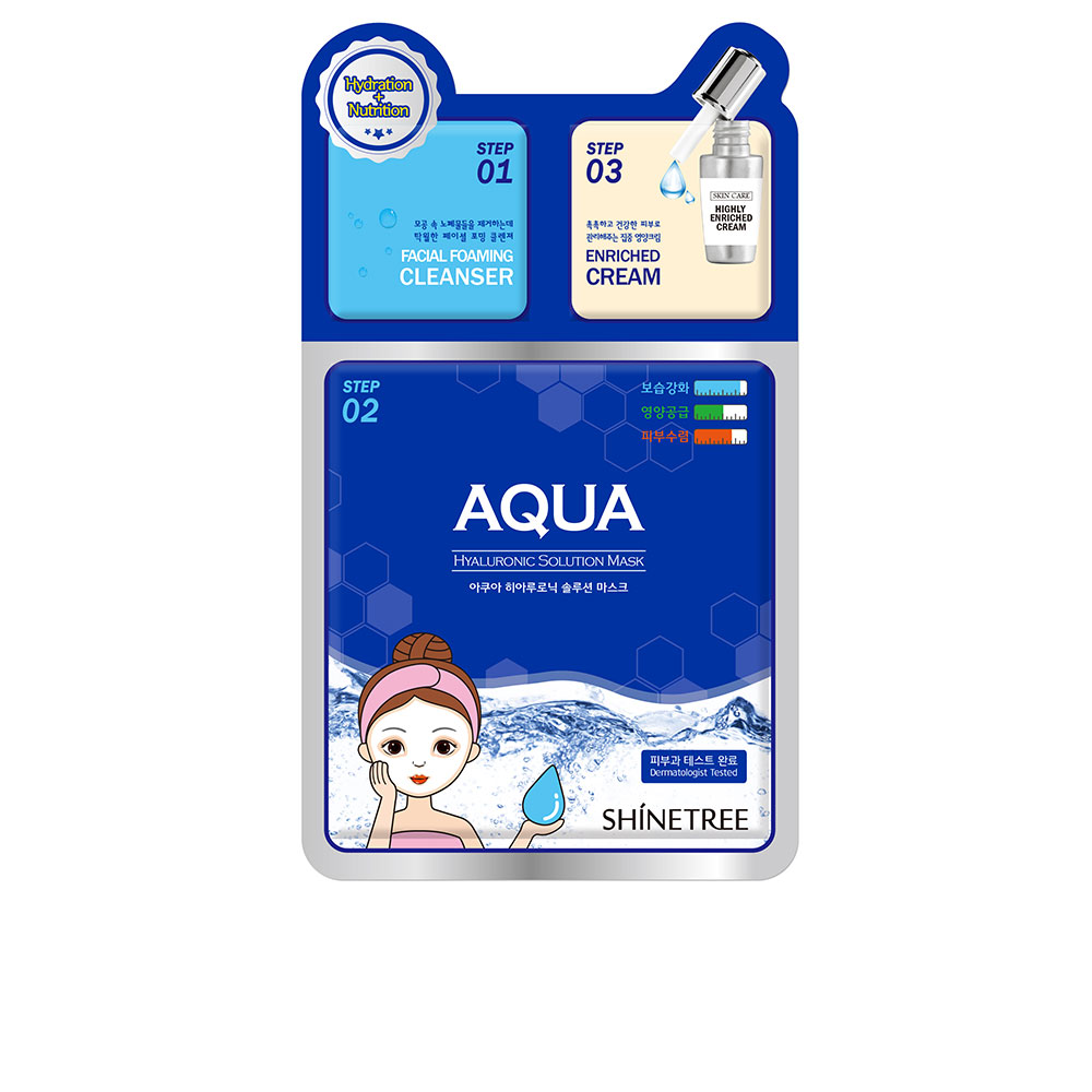 Маска для лица Aqua hyaluronic solution mask 3 steps Shinetree, 28 мл увлажняющая крем маска elmolu fresh aqua love mode 1 шт