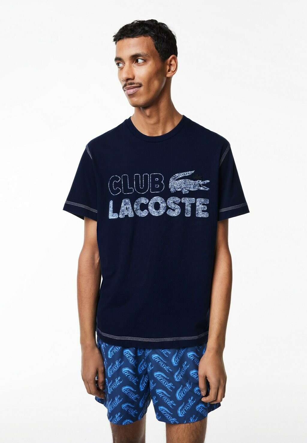 

Футболка с принтом Lacoste, темно-синий