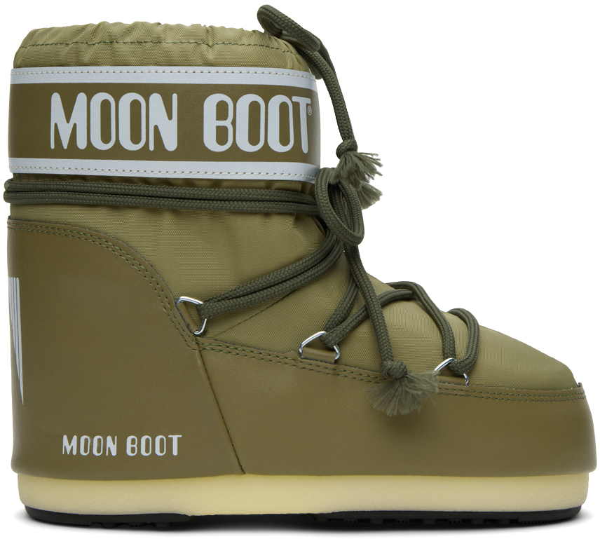 цена Ботинки цвета хаки с низкими значками Moon Boot