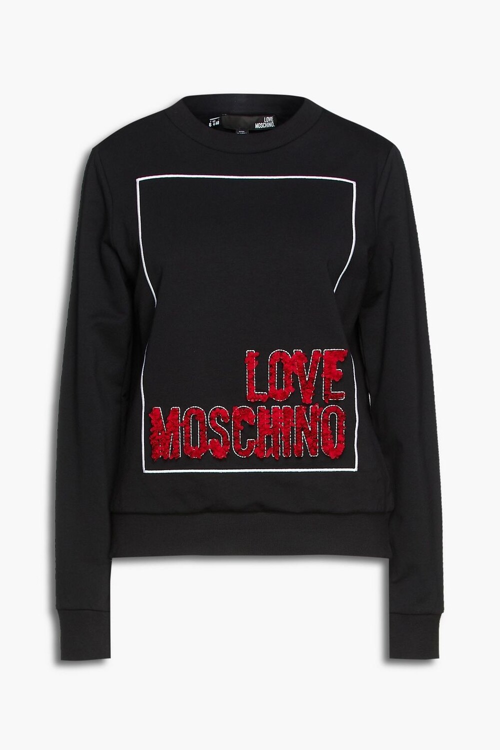 

Украшенная толстовка из хлопкового флиса LOVE MOSCHINO, черный