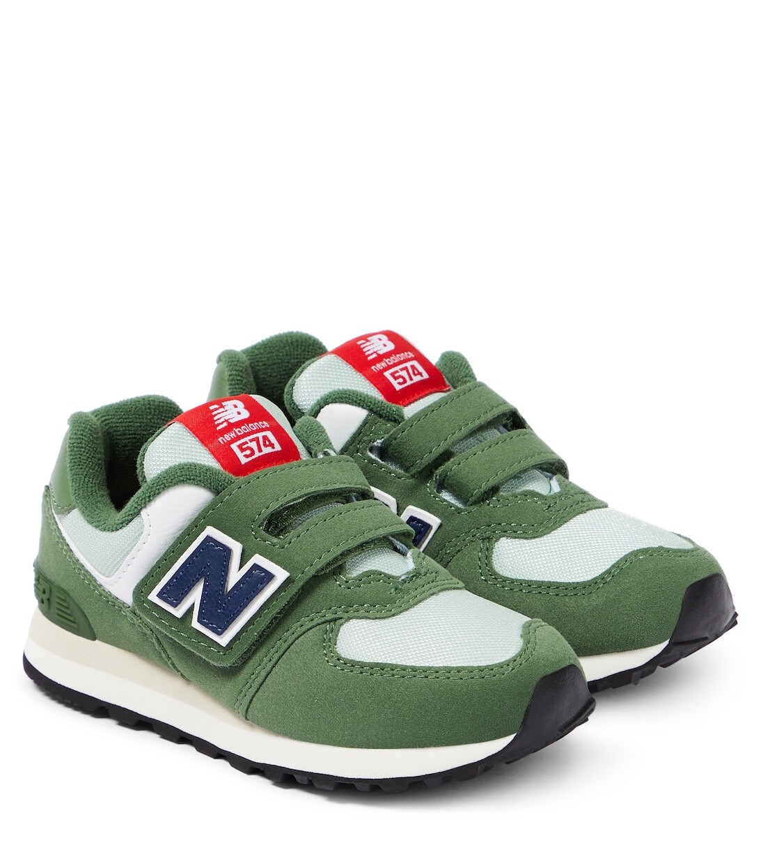 

Кроссовки 574 с крючками и петлями из замши и сетки New Balance, зеленый