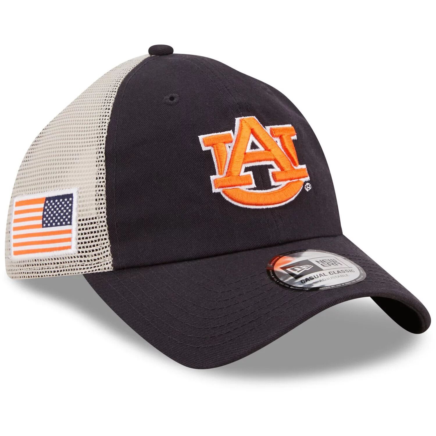 

Мужская темно-каштановая кепка New Era Auburn Tigers Flag Trucker 9TWENTY Snapback